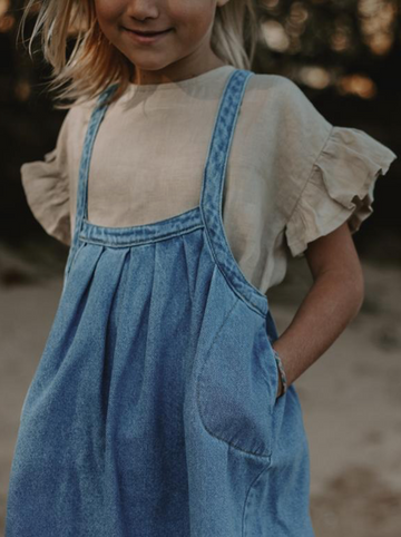 Open image in slideshow, The Frill Linen Top Oatmeal (4721281269853)