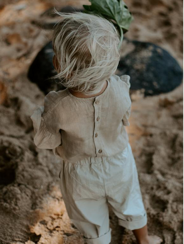 Open image in slideshow, The Frill Linen Top Oatmeal (4721281269853)