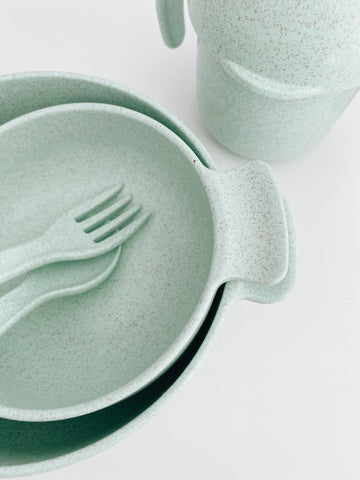 Open image in slideshow, Wheat Straw Dinnerware Set - Sea foam