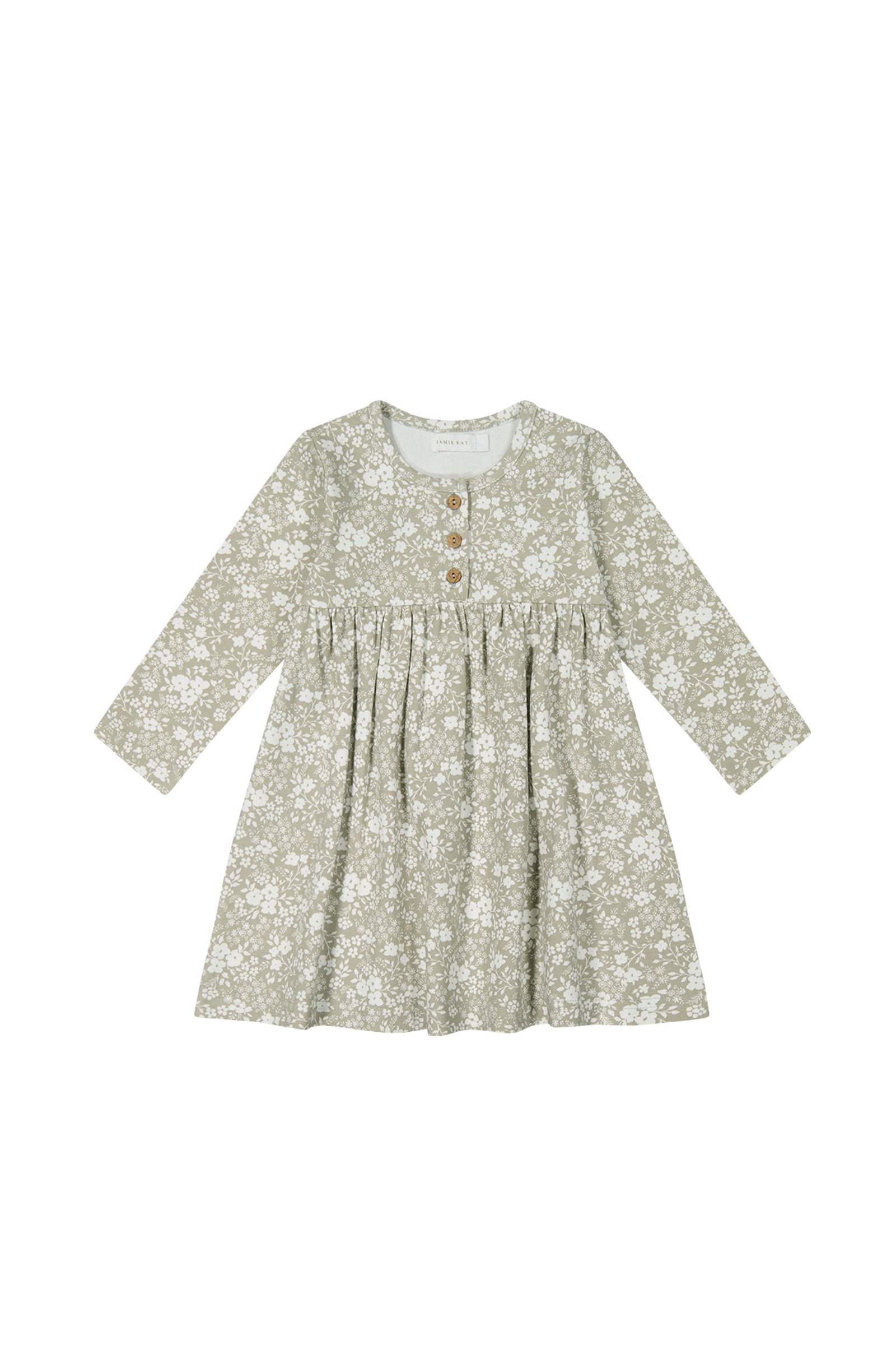 oh baby! Cora Dress Nordic Flower Double Knit - Cream Wisteria